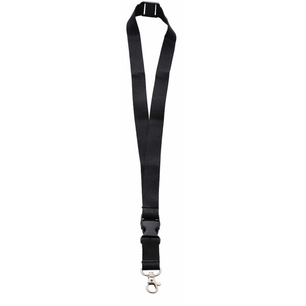 Onbedrukt Keycord met buckle en safety clip - zwart