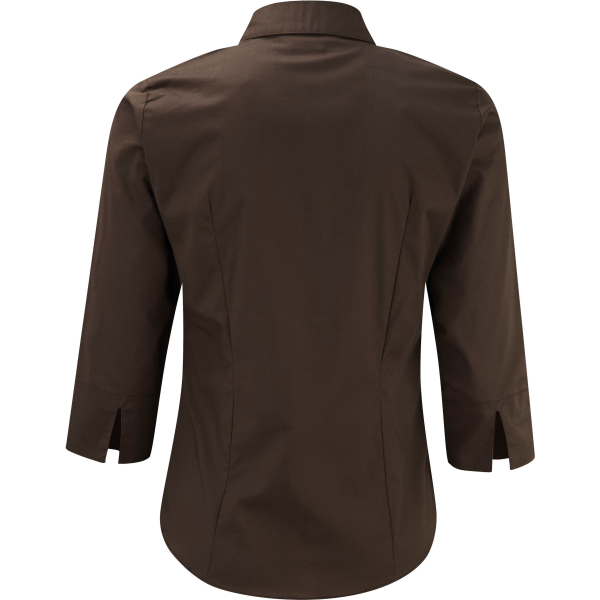 Ladies' 3/4 Sleeve Easy Care Fitted Shirt Chocolate XL Ladies' 3/4 Sleeve Easy Care Fitted Shirt Chocolate XL