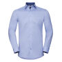 Men's LSL Tailored Contrast Herringbone Shirt light blue/mid blue/bright navy S