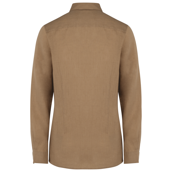 Linnen damesblouse Cream Coffee M Linnen damesblouse Cream Coffee M