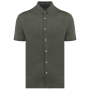 Herenoverhemd met korte mouwen van linnen Organic Khaki XXL