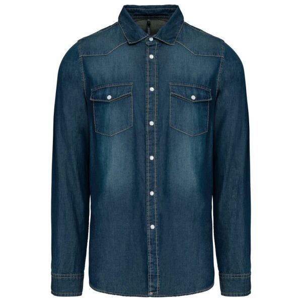 Heren denim overhemd lange mouwen