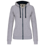 Damessweater met rits en capuchon in contrasterende kleur Oxford Grey / Navy S