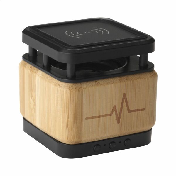 Bamboo Block Speaker mit kabellosem Ladegerät Bamboo Block Speaker mit kabellosem Ladegerät