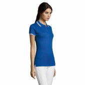 PASADENA WOMEN - PASADENA dames polo 200g - XXL - Koningsblauw/Wit