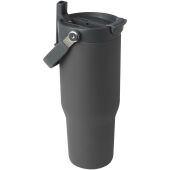 Bronx 900 ml RCS gecertificeerde, vacuüm geïsoleerde beker van gerecycled roestvrij staal en koper met deksel met dubbele functie - Grijs