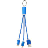 Metalen 3-in-1 oplaadkabel met sleutelhanger - Koningsblauw