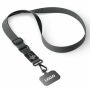 Geweven verstelbare crossbody telefoonhouder met gegraveerde metalen logoplaat