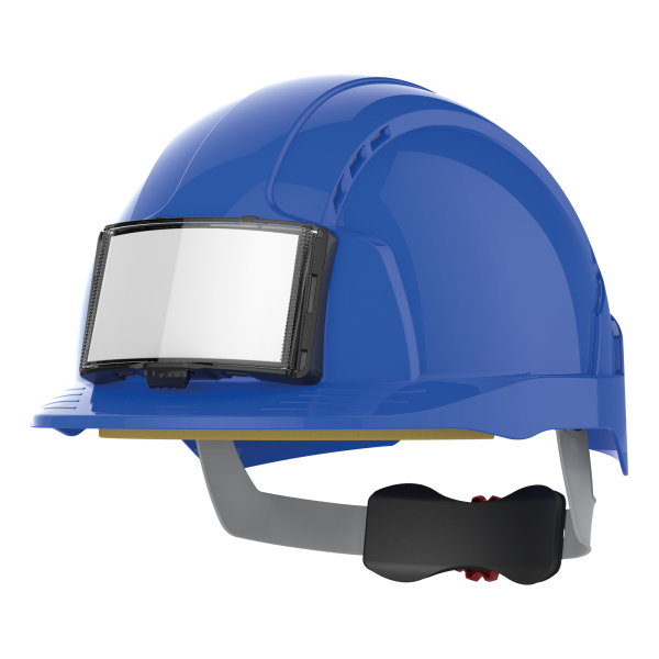 EVOLite® veiligheidshelm met badgehouder, geventileerd, met ratelsluiting.