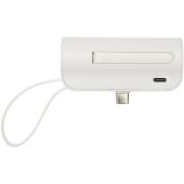 Alnair Type-C powerbank van 5000 mAh 10 W van gerecycled plastic met ingebouwde klapstandaard en 2 in 1 kabel - Wit