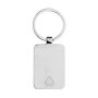 RCS gerecycled zinc alloy rechthoekige sleutelhanger, zilver, bruin