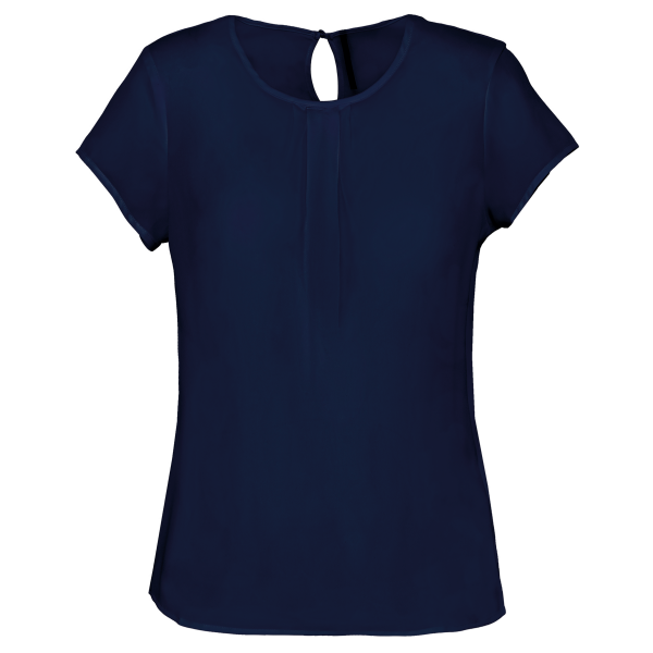 Damesblouse in crêpe met korte mouwen