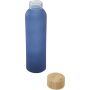 Lume 500 ml fles van mat natronkalkglas met bamboe deksel - Oceaan blauw