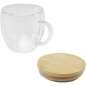 Arlo 250 ml glazen beker met bamboe deksel - Transparant