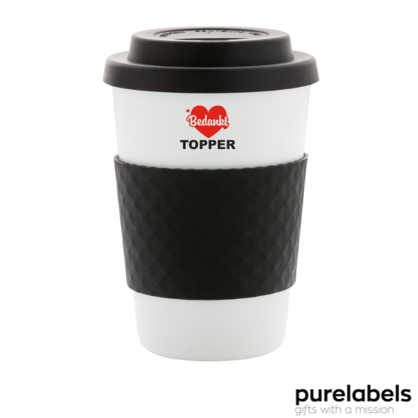 Herbuikbare koffiebeker zwart | Topper bedankt | Origineel relatiegeschenk Herbuikbare koffiebeker zwart | Topper bedankt | Origineel relatiegeschenk