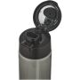Theron 700 ml RCS-waterfles van gerecycled plastic met een deksel met dubbele functie en een uitklapbaar rietje - Zwart Theron 700 ml RCS-waterfles van gerecycled plastic met een deksel met dubbele functie en een uitklapbaar rietje - Zwart