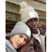 Appliqué Patch Pom Beanie - Black/White - One Size