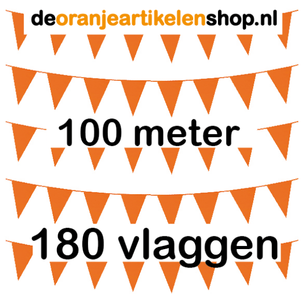 100 meter oranje vlaggenlijn met 180 oranje puntvlaggen 100 meter oranje vlaggenlijn met 180 oranje puntvlaggen