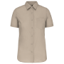 Overhemd in onderhoudsvriendelijk polykatoen-popeline korte mouwen dames Beige XXL