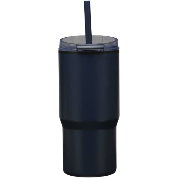 Westin 540 ml RCS gerecyclede dubbelwandige thermosbeker met rietje - Marineblauw Westin 540 ml RCS gerecyclede dubbelwandige thermosbeker met rietje - Marineblauw