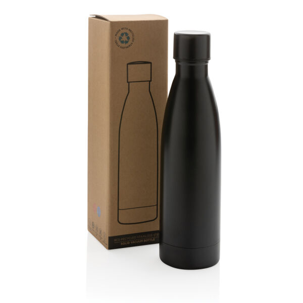 RCS gerecycled roestvrijstalen unikleur vacuümfles, zwart RCS gerecycled roestvrijstalen unikleur vacuümfles, zwart