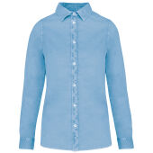 Ecologisch verwassen damesoverhemd Washed Cool Blue XXL