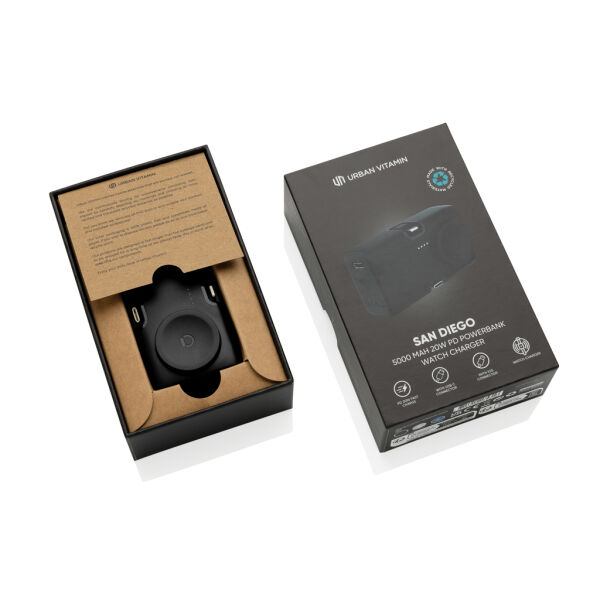 Urban Vitamin San Diego RCS rplastic 20W PD powerbank, zwart Urban Vitamin San Diego RCS rplastic 20W PD powerbank, zwart