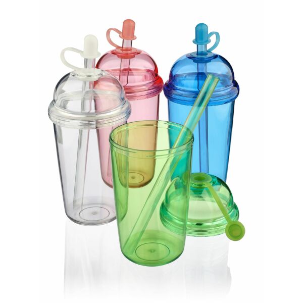 rPet Drinkbeker met rietje Glow 500 ml roze rPet Drinkbeker met rietje Glow 500 ml roze