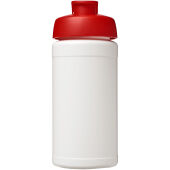 Baseline 500 ml gerecyclede drinkfles met klapdeksel - Wit/Rood