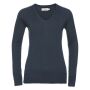 RUS Ladies V-Neck Knitted Pullover, French Navy, XXS