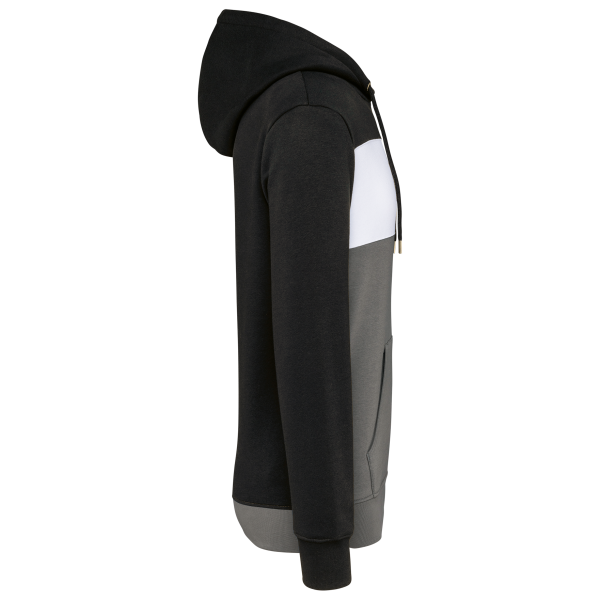 Driekleurige unisex sweater met capuchon Black / White / Basalt Grey 4XL Driekleurige unisex sweater met capuchon Black / White / Basalt Grey 4XL
