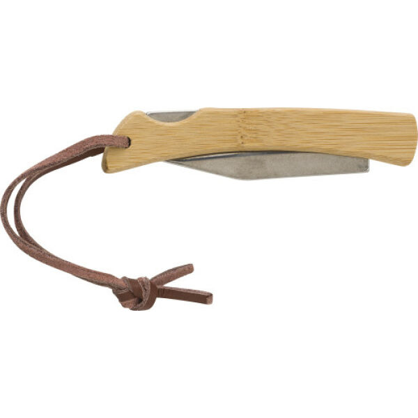 Stainless steel and bamboo foldable knife Beckett brown