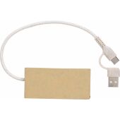 Aluminium en gerecycled papier USB-hub Paulo - bruin