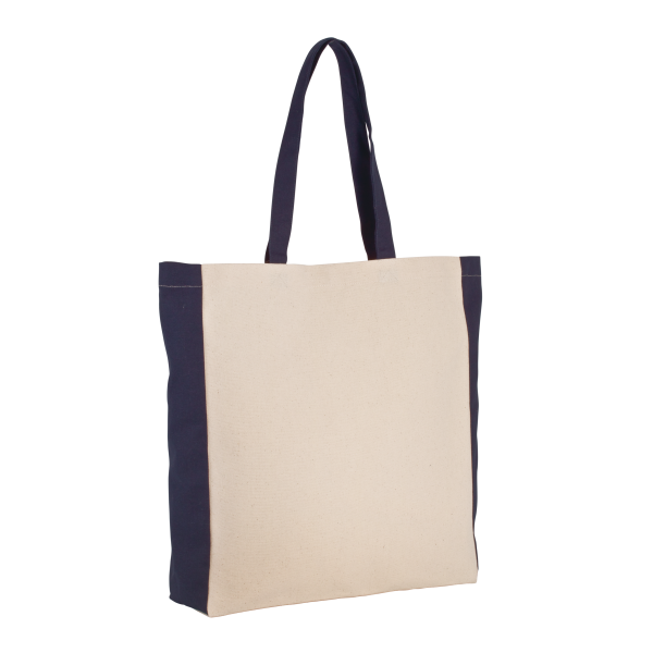 Tweekleurige shopper Natural / Navy One Size Tweekleurige shopper Natural / Navy One Size