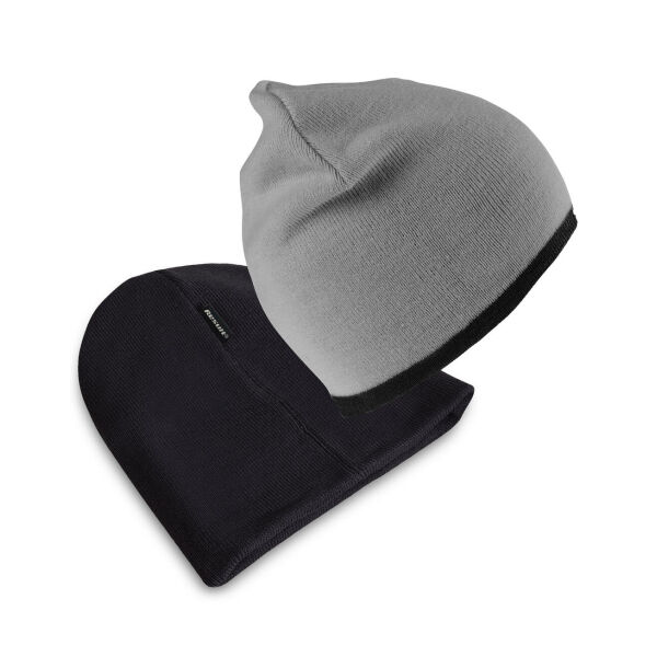 Soft Feel Cuffless Reversible Beanie - Grey/Black - One Size Soft Feel Cuffless Reversible Beanie - Grey/Black - One Size