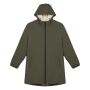 Duurzaam waterdicht uniseks jasje met sherpavoering organic khaki XS
