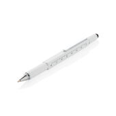 5-in-1 aluminium toolpen, wit