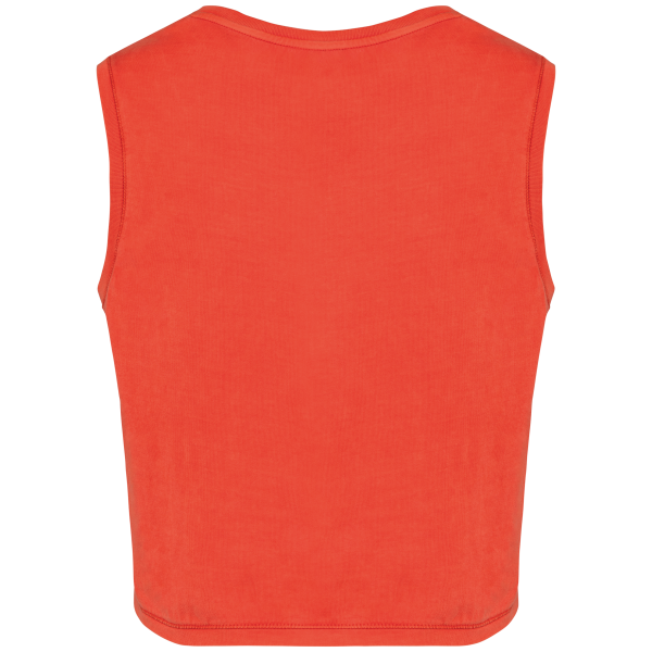 Ecologisch cropped mouwloos dames-T-shirt Washed Paprika XS Ecologisch cropped mouwloos dames-T-shirt Washed Paprika XS