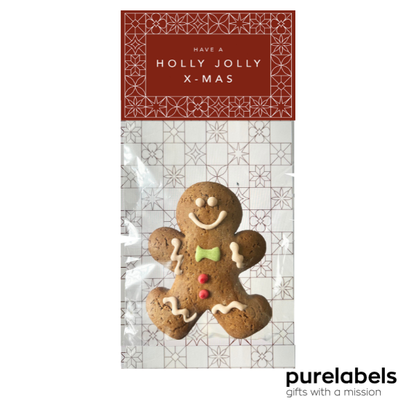 Kerst cadeautje personeel | Gingerman koekje in vensterzakje | 60 gram
