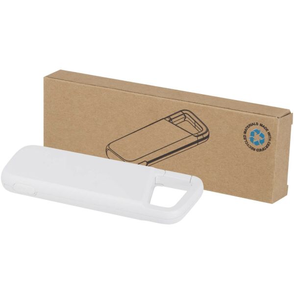 Alkes waterbestendige powerbank van 5000 mAh 12 W van gerecycled plastic met karabijnhaak