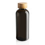 GRS recycled PET fles met bamboe dop, zwart