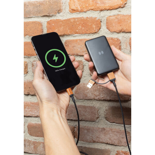 RCS gerecycled plastic 5.000 mAh 5W draadloze powerbank, zwart RCS gerecycled plastic 5.000 mAh 5W draadloze powerbank, zwart