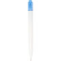 Thalaasa balpen van ocean bound plastic (zwarte inkt) - Transparant blauw/Wit