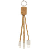 Bates 3-in-1 oplaadkabel van tarwestro en kurk - Natuur