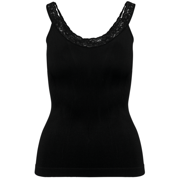 Débardeur écoresponsable sans couture avec dentelle Black XL/XXL Débardeur écoresponsable sans couture avec dentelle Black XL/XXL