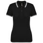 Damespolo met korte mouwen en contrasterende bies Black / White XXL