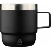 Gerecycled roestvrijstalen dubbelwandige drinkbeker (180 ml) Lilia zwart Gerecycled roestvrijstalen dubbelwandige drinkbeker (180 ml) Lilia zwart