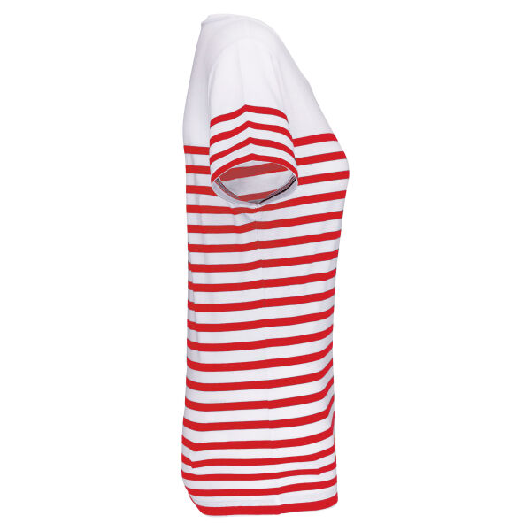 Marine-t-shirt ronde hals Bio dames White / Red Stripe S