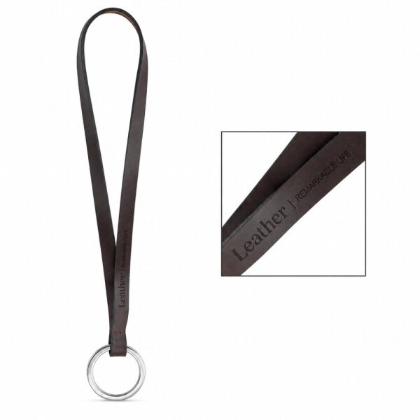 Gedrukt voorbeeld van Lanyard LEATHER Short Slim (10 mm) Gedrukt voorbeeld van Lanyard LEATHER Short Slim (10 mm)