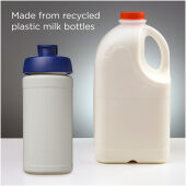 Baseline 500 ml gerecyclede drinkfles met klapdeksel - Natuur/Blauw